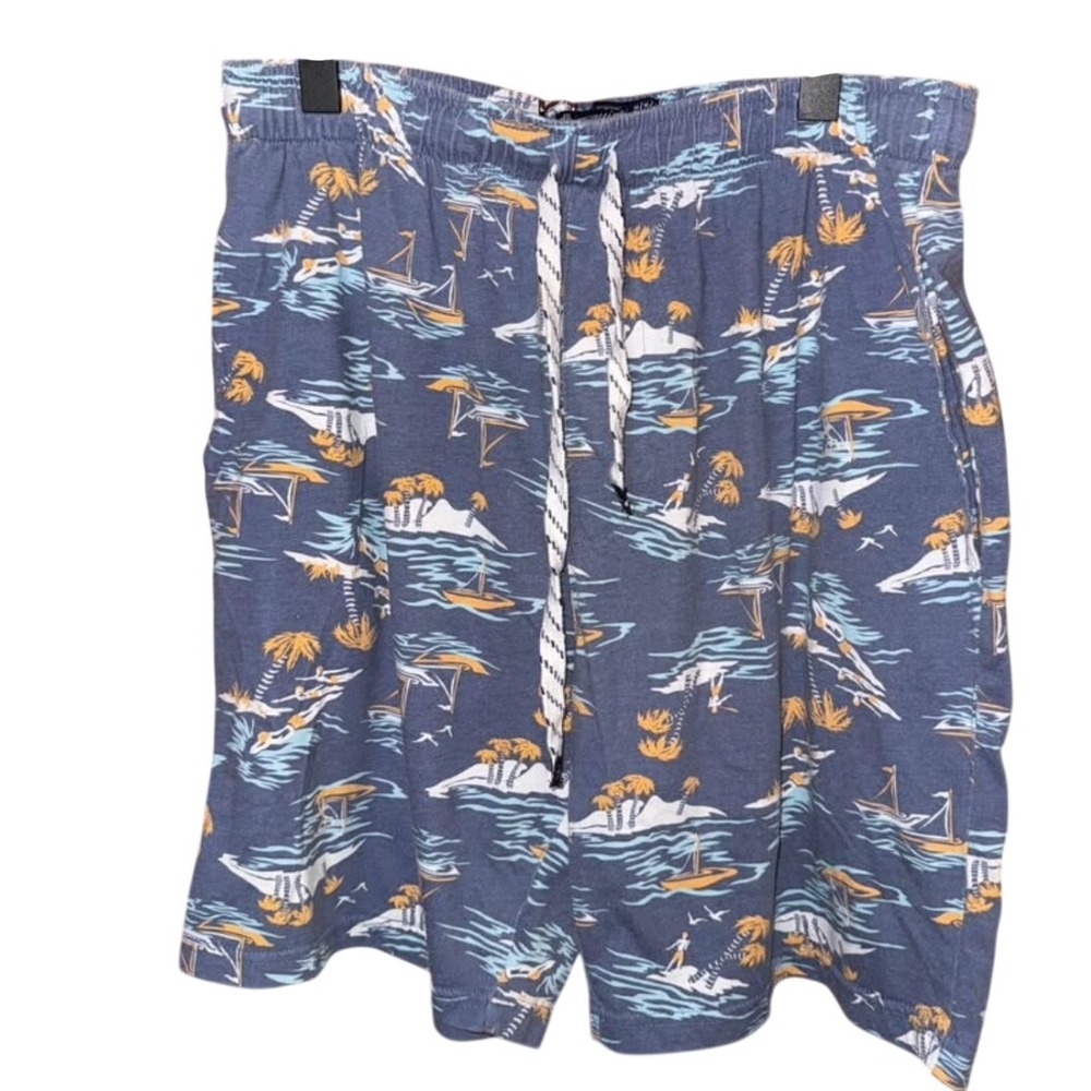 Original Penguin Lounge Shorts Medium Blue Tropical Island Sailboat Print